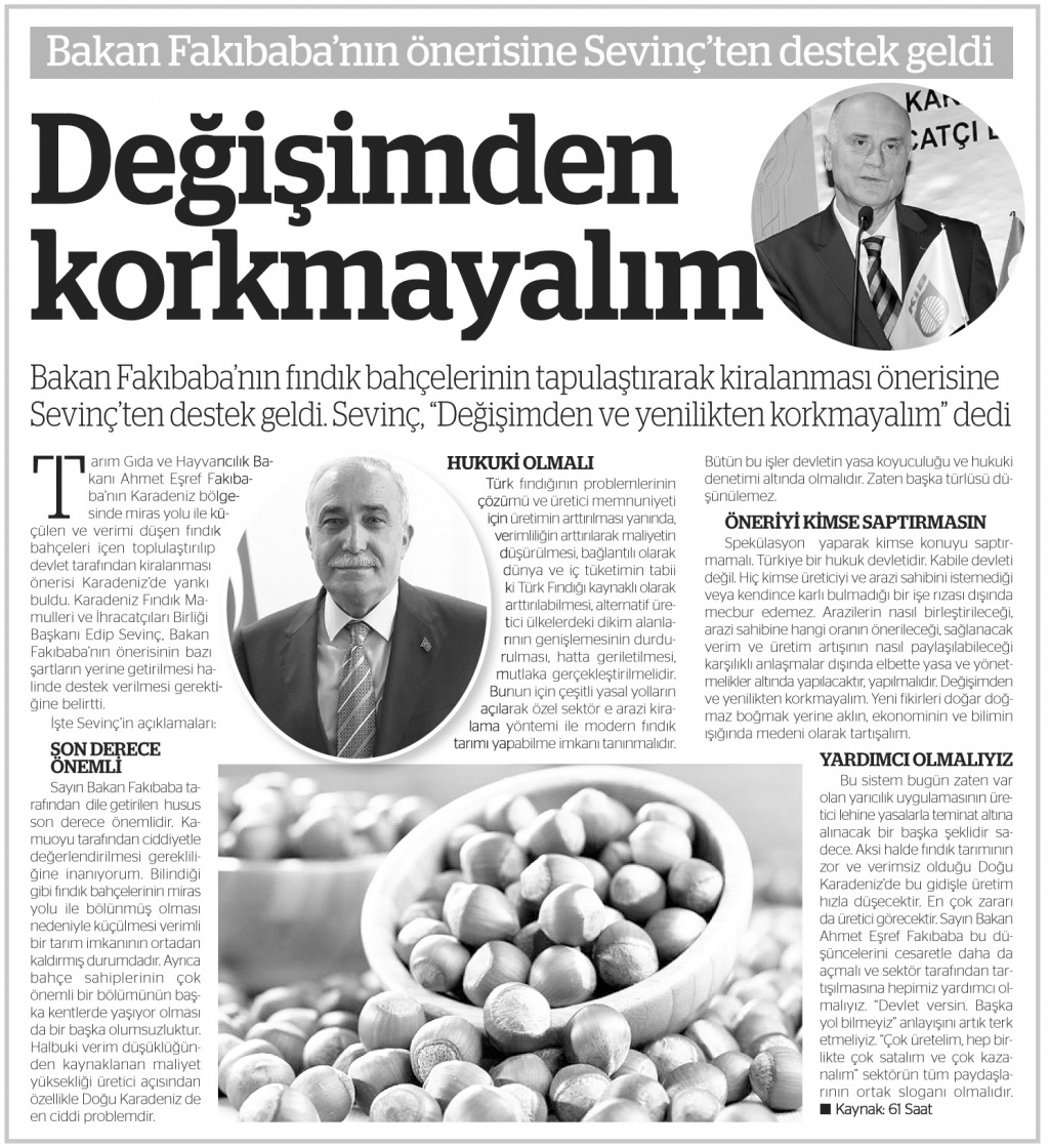 EDİP SEVİNÇ DEĞİŞİMDEN VE YENİLİKTEN KORKMAYALIM / SON NOKTA GEZETESİ 31.10.2017