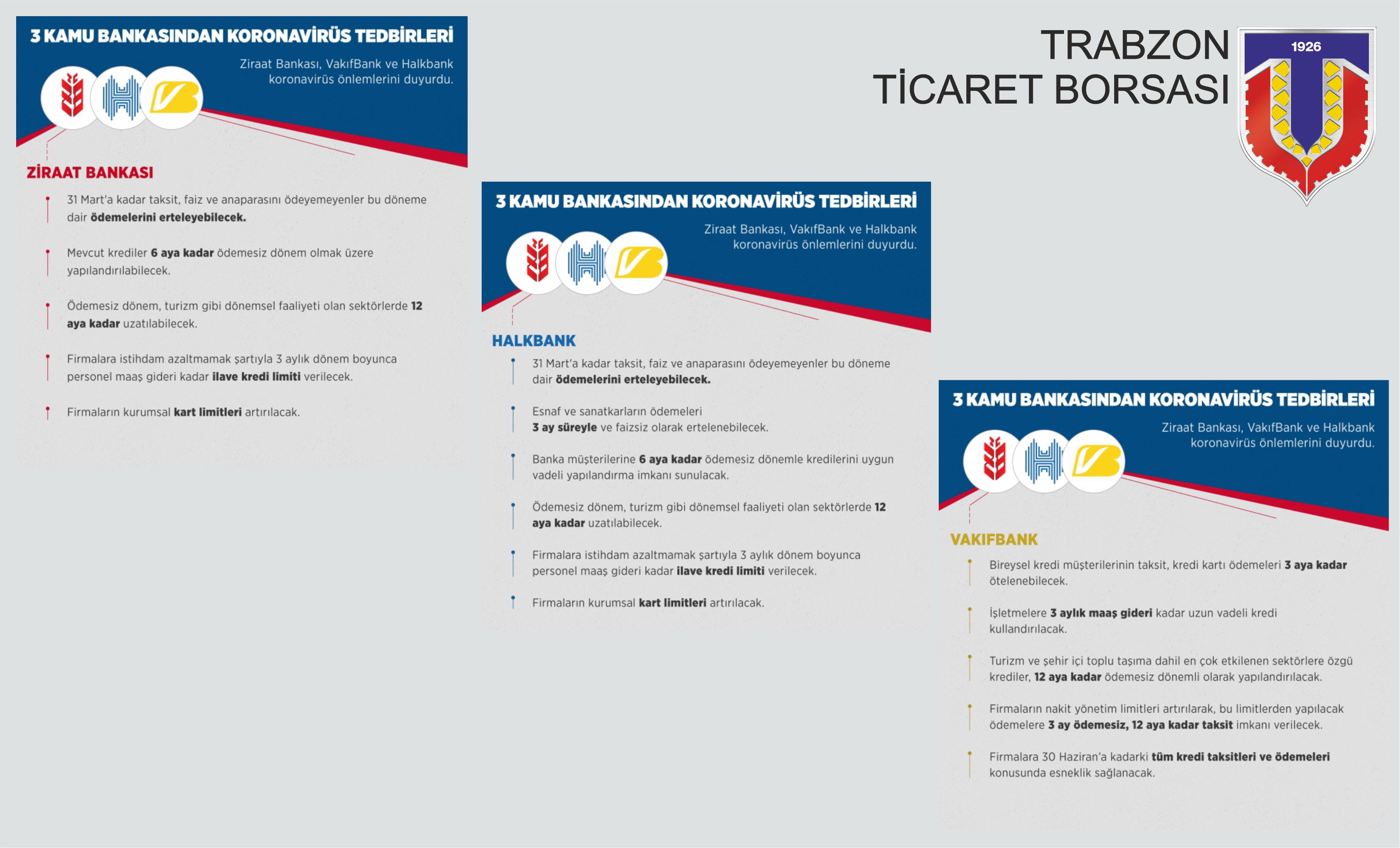3 KAMU BANKASINDAN KORONA TEDBİRLERİ