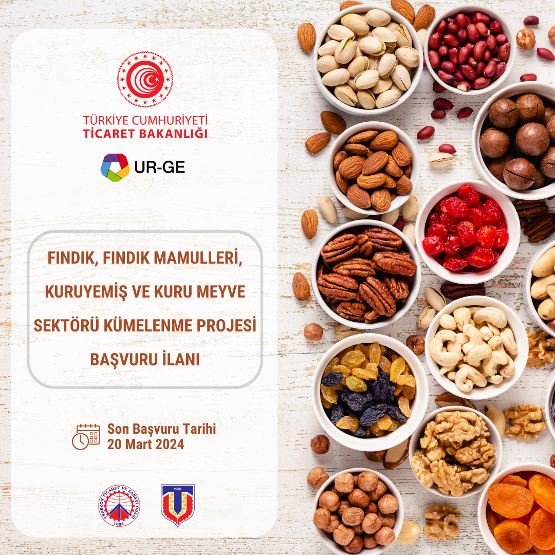 UR-GE Fındık, Fındık Mamulleri, Kuruyemiş ve Kuru Meyve Sektörü Kümelenme Projesi Başvuru İlanı